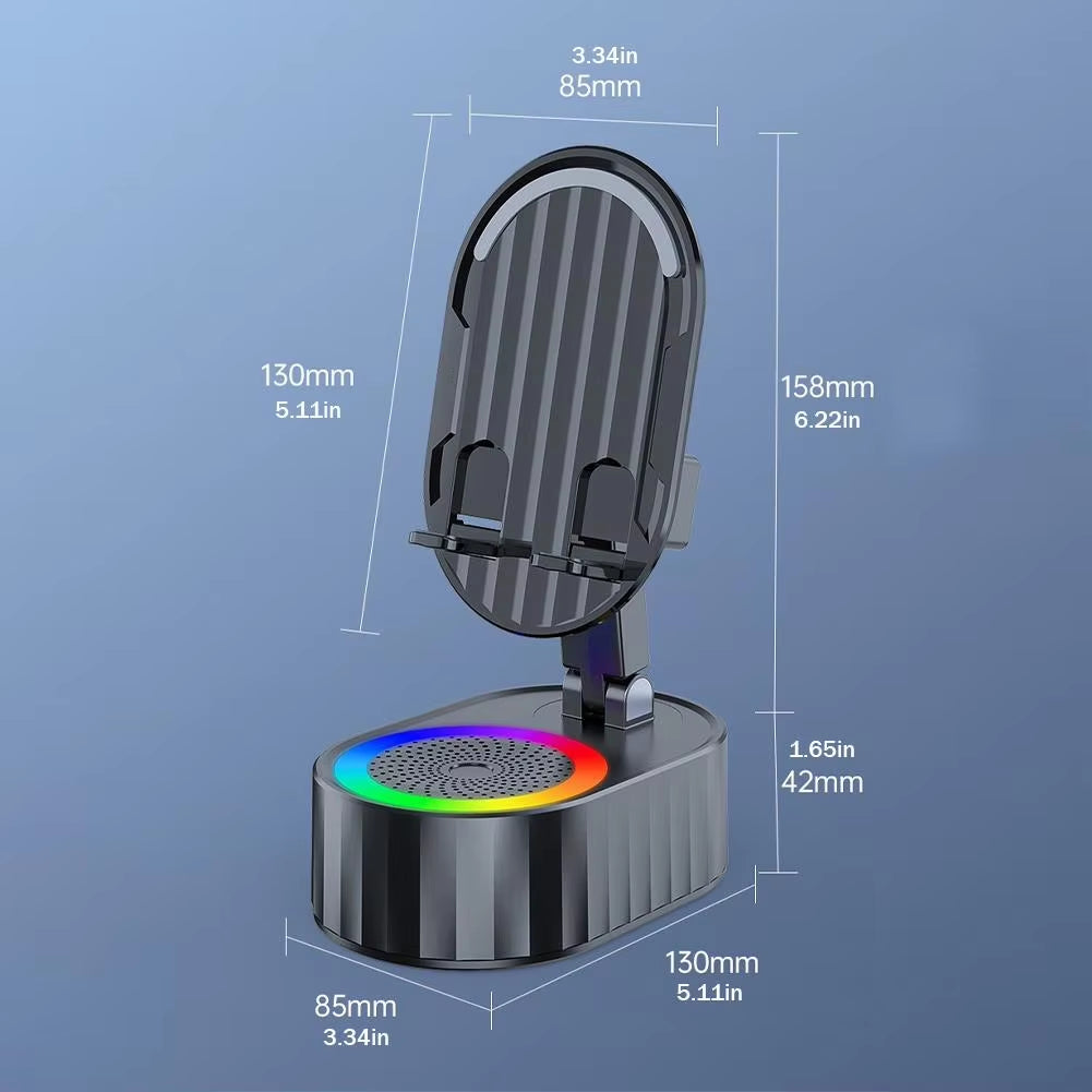 RGB Foldable Intelligent Sensor Speaker Put and Play 9D Hifi Surround Music Can as Power Bank for Mobile Phone Holder